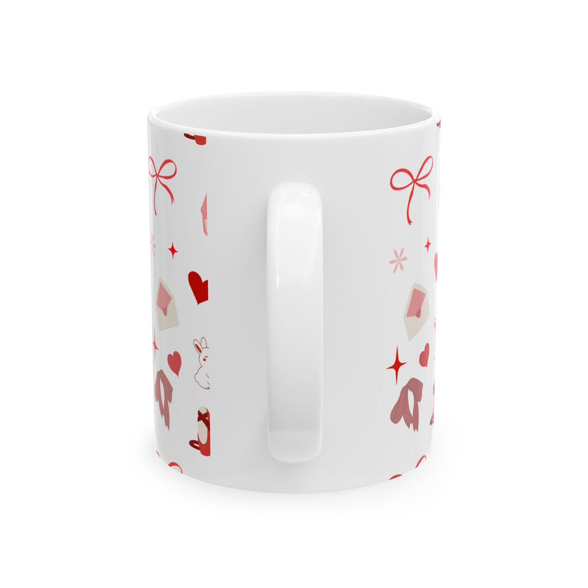 Valentine’s Day Pattern Mug — Cute Hearts, Bows & Love Notes Ceramic Coffee Cup (11oz/15oz)